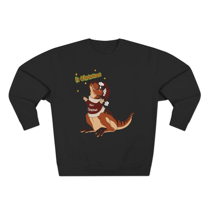 Carnotaurus Wearing Santa Hat Crewneck Sweatshirt | Christmas Dinosaur Holiday Sweater