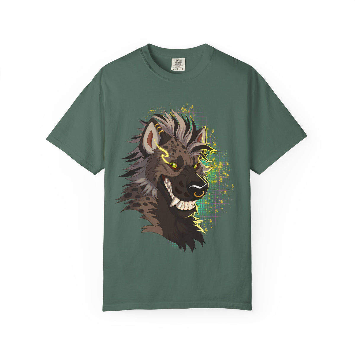 Furry Shirt | Anthropomorphic Art Shirt | Grinning Furry Hyena Head Long Sleeve T-Shirt | Stylized fandom Illustration