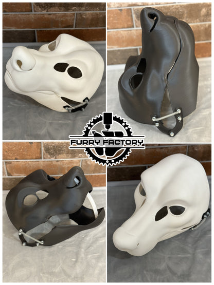Canine Fursuit Head Base - Semi-Realistic 3D Printed Moving Jaw Blank