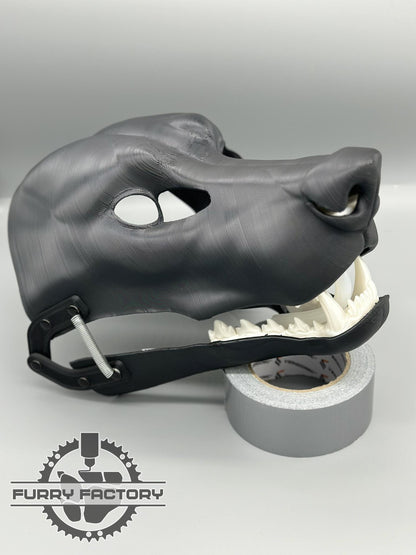 Wolf Fursuit Head Base: Realistischer 3D-gedruckter, beweglicher Kiefer mit Scharnier zum Selbermachen, roh