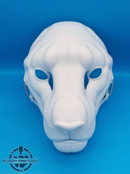 Lion Fursuit Head Base: Realistic 3D Printed Moving Jaw Feline DIY Blank