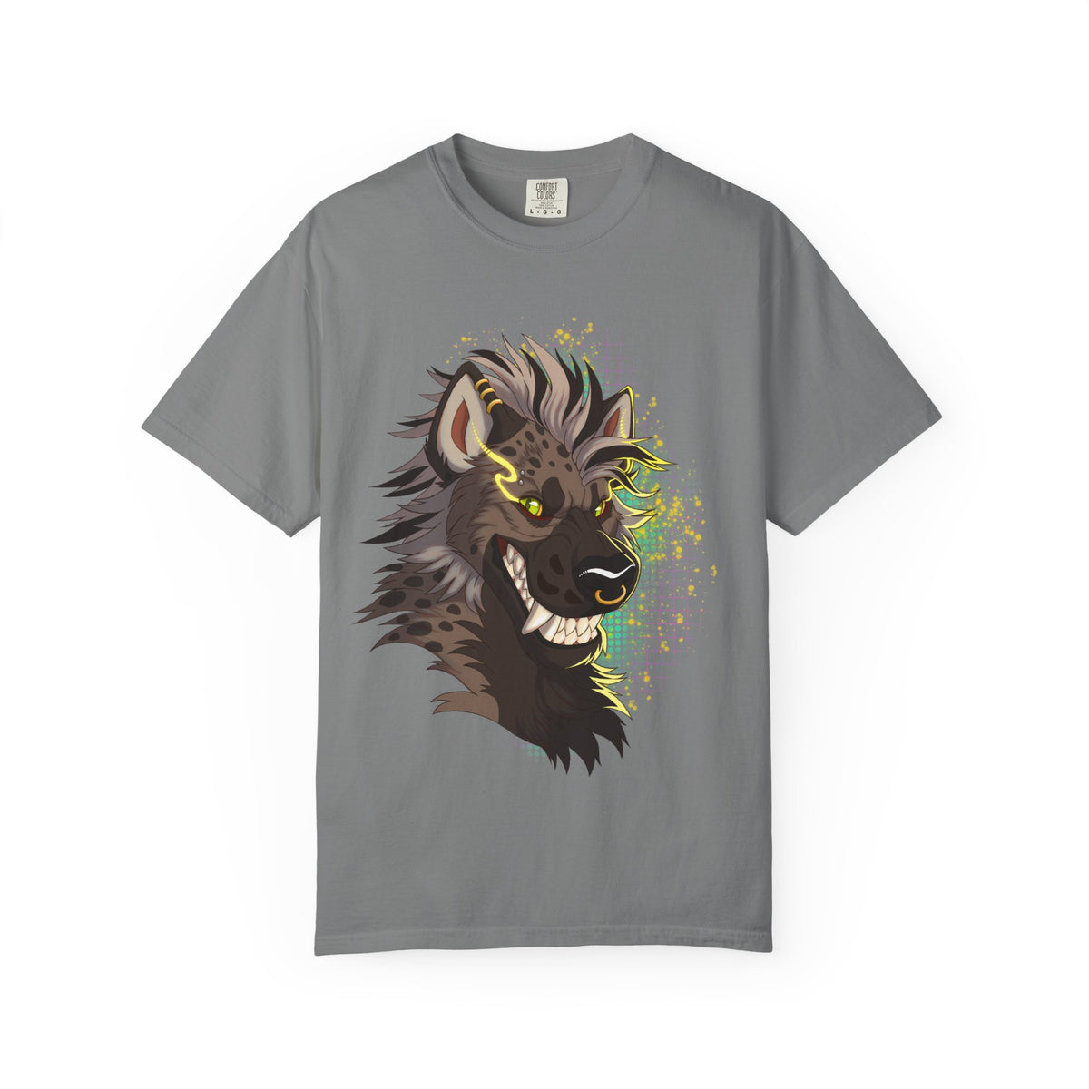 Furry Shirt | Anthropomorphic Art Shirt | Grinning Furry Hyena Head Long Sleeve T-Shirt | Stylized fandom Illustration