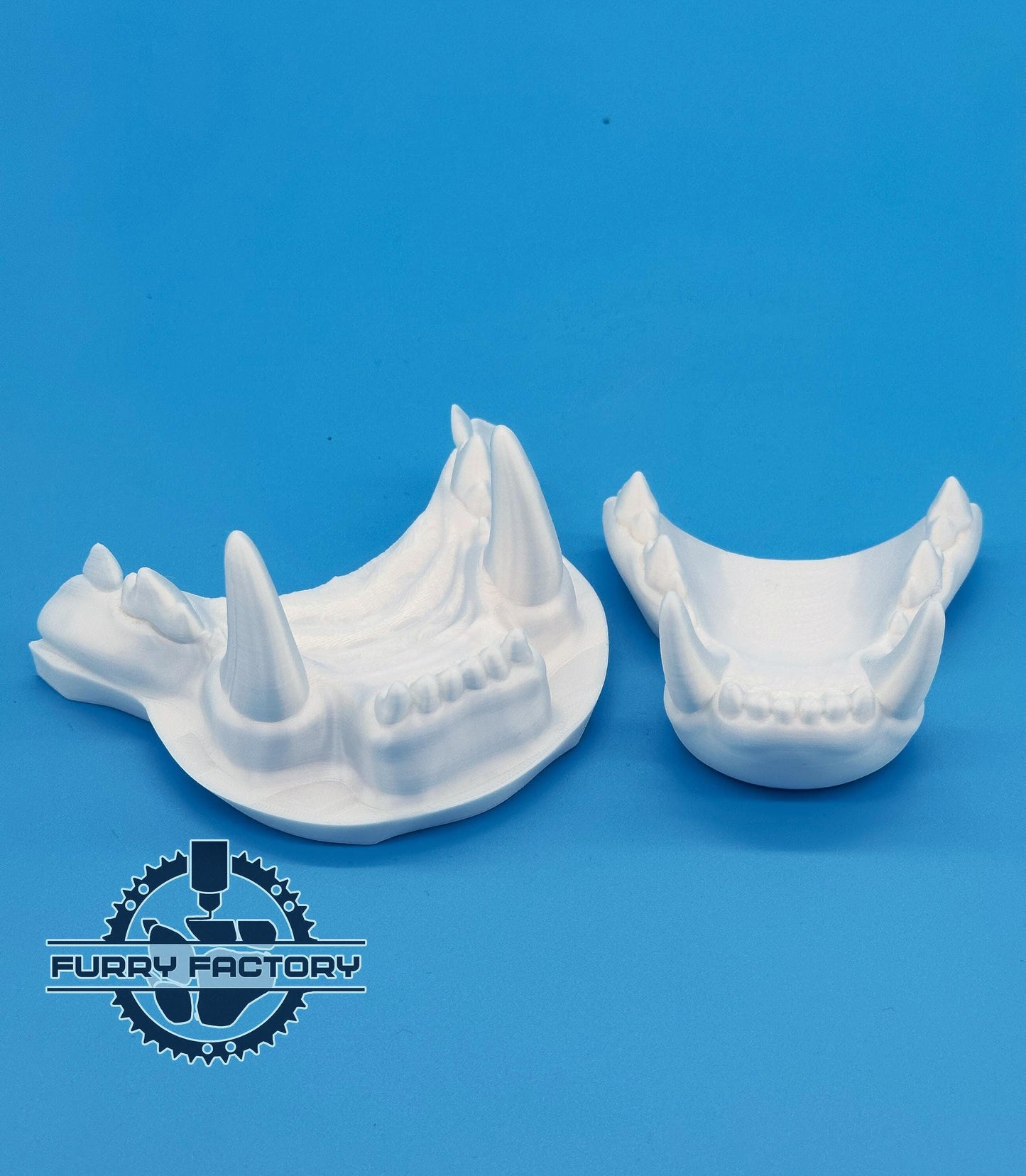 Snow Leopard Fursuit Jaw Set: 3D Printed Realistic Feline Teeth