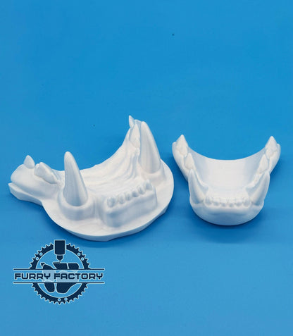 Snow Leopard Fursuit Jaw Set: 3D Printed Realistic Feline Teeth