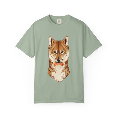 Shiba Inu T-Shirt | Cute Dog Shirt | Shiba Inu Lover Gift | Dog Lover Tee | Japanese Dog Art with Slice of Salmon