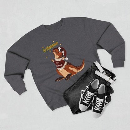 Carnotaurus Wearing Santa Hat Crewneck Sweatshirt | Christmas Dinosaur Holiday Sweater
