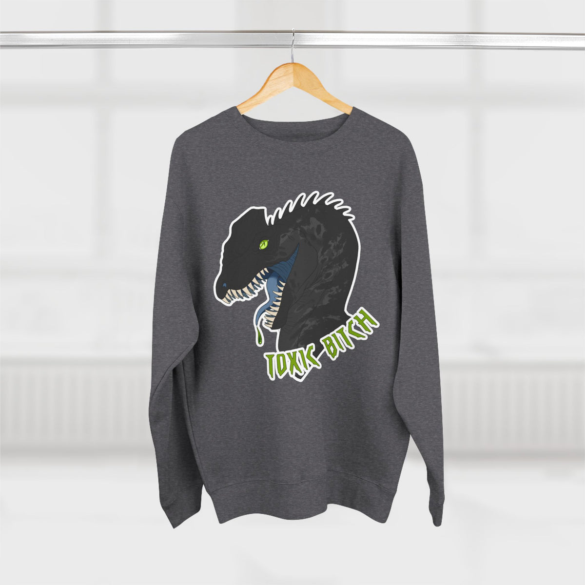 Dilophosaurus Dinosaur "Toxic Bitch" Crewneck Sweatshirt
