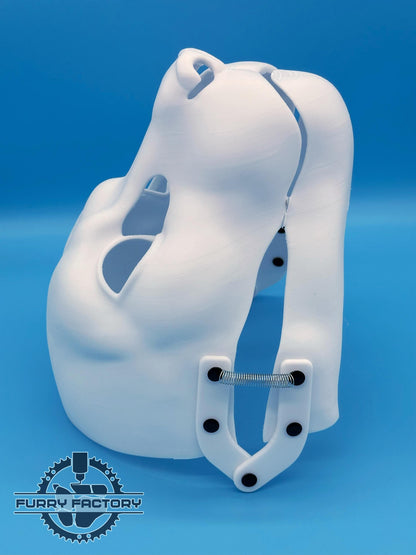 Cat head base, 3D printed, realistic feline mask base, moving jaw