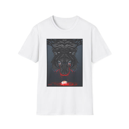 Black Tiger Illustration T-Shirt | Dark Forest, Red Moon
