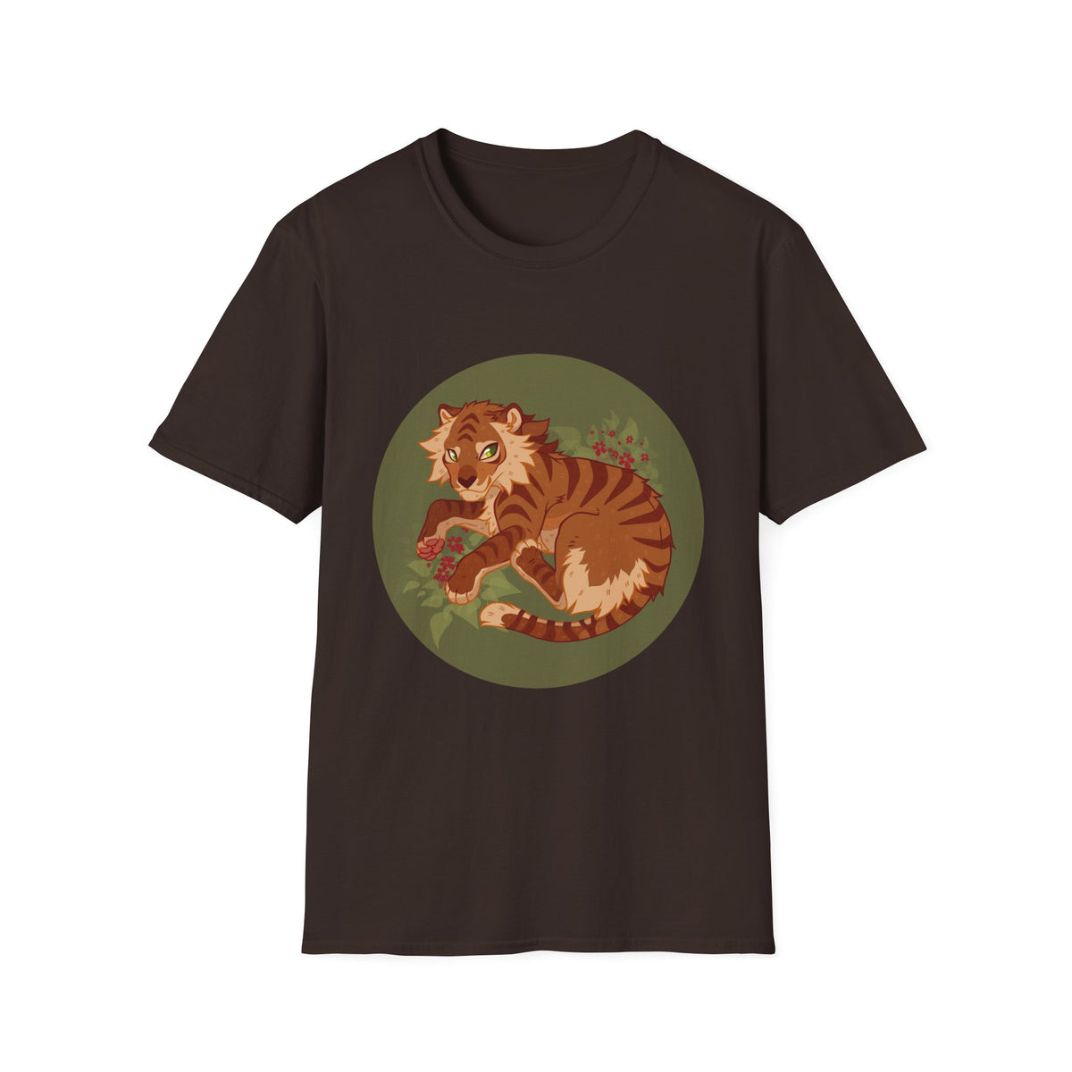 Playful Smilodon Sabertooh Tiger Illustration T-Shirt | Cute Cartoon Saber Cat Tiger Tee