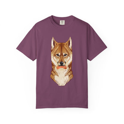 Shiba Inu T-Shirt | Cute Dog Shirt | Shiba Inu Lover Gift | Dog Lover Tee | Japanese Dog Art with Slice of Salmon