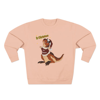 Carnotaurus Wearing Santa Hat Crewneck Sweatshirt | Christmas Dinosaur Holiday Sweater