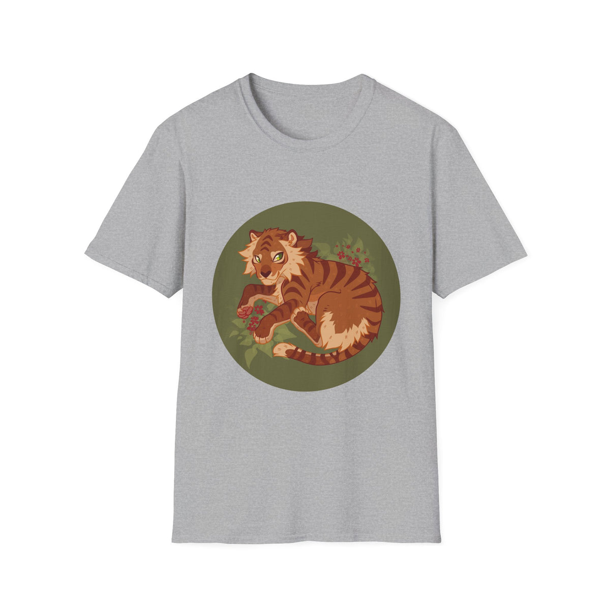 Playful Smilodon Sabertooh Tiger Illustration T-Shirt | Cute Cartoon Saber Cat Tiger Tee