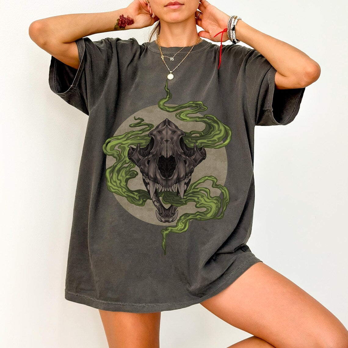 Tiger Skull Creature Shirt | Gothic Animal Tee | Supernatural Art