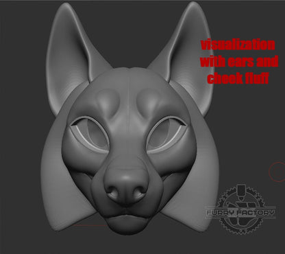 Fox fursuit Head Base, Semi Toony, 3D Printed Moving Jaw