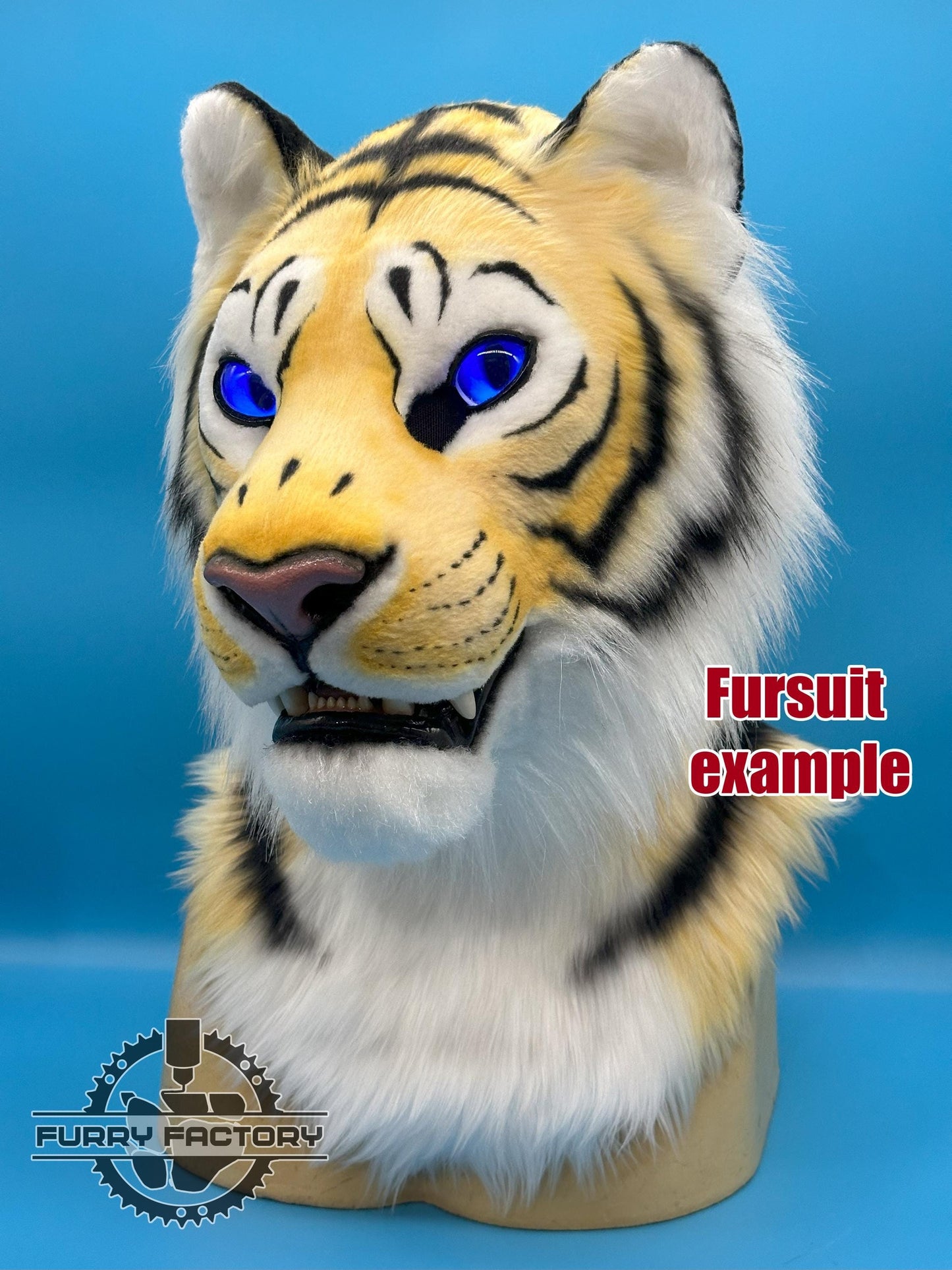 Tiger Fursuit Head Base: Realistic 3D Printed Moving Jaw Feline Big Cat Blank