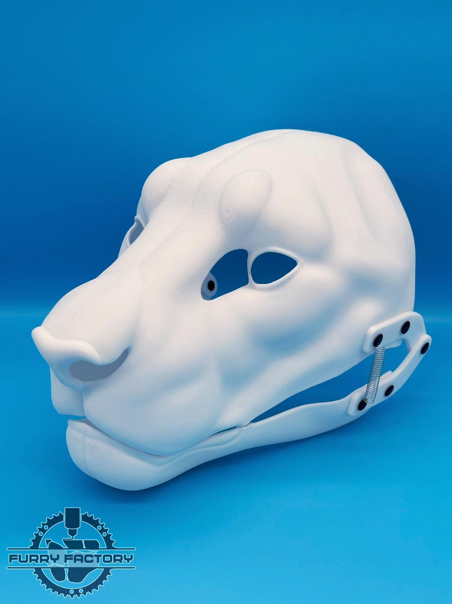 Lion Fursuit Head Base: Realistic 3D Printed Moving Jaw Feline DIY Blank