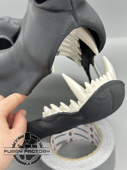 Wolf Fursuit Head Base: Realistischer 3D-gedruckter, beweglicher Kiefer mit Scharnier zum Selbermachen, roh