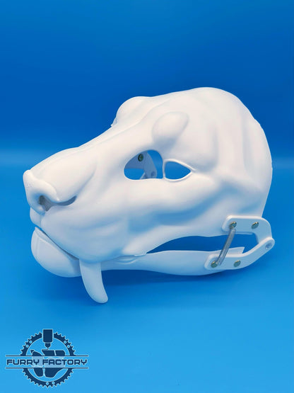 Sabertooth-Fursuit-Kopf-Basis: Realistischer 3D-gedruckter beweglicher Kiefer vorgeschnittener Smilodon-Rohling