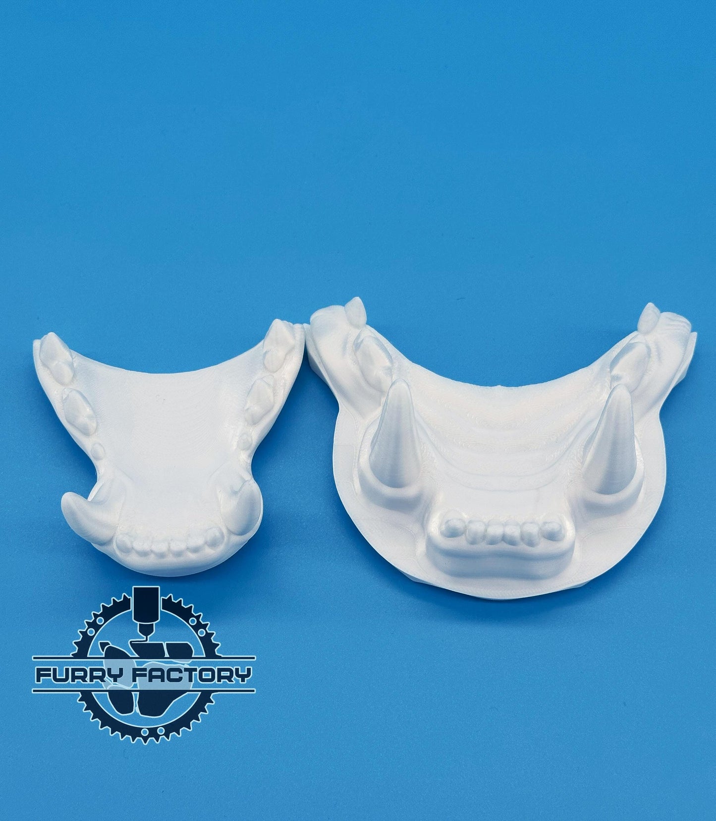 Snow Leopard Fursuit Jaw Set: 3D Printed Realistic Feline Teeth