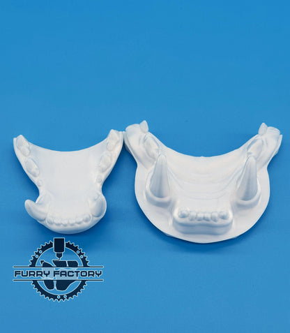 Snow Leopard Fursuit Jaw Set: 3D Printed Realistic Feline Teeth