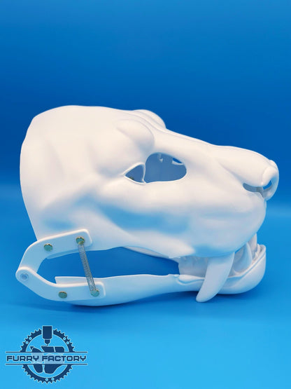 Sabertooth-Fursuit-Kopf-Basis: Realistischer 3D-gedruckter beweglicher Kiefer vorgeschnittener Smilodon-Rohling
