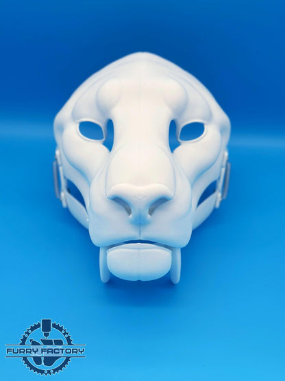 Sabertooth-Fursuit-Kopf-Basis: Realistischer 3D-gedruckter beweglicher Kiefer vorgeschnittener Smilodon-Rohling