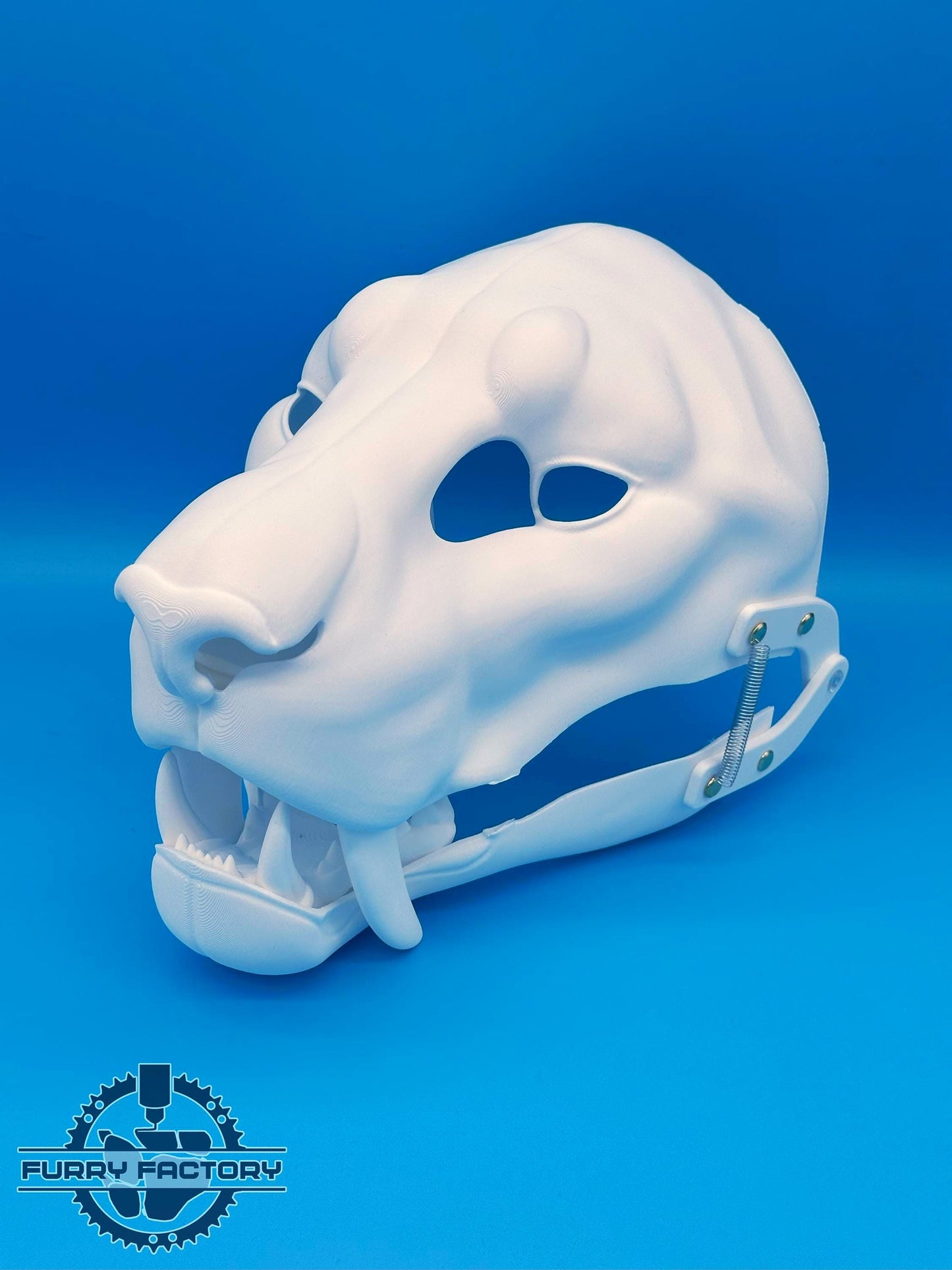Sabertooth-Fursuit-Kopf-Basis: Realistischer 3D-gedruckter beweglicher Kiefer vorgeschnittener Smilodon-Rohling