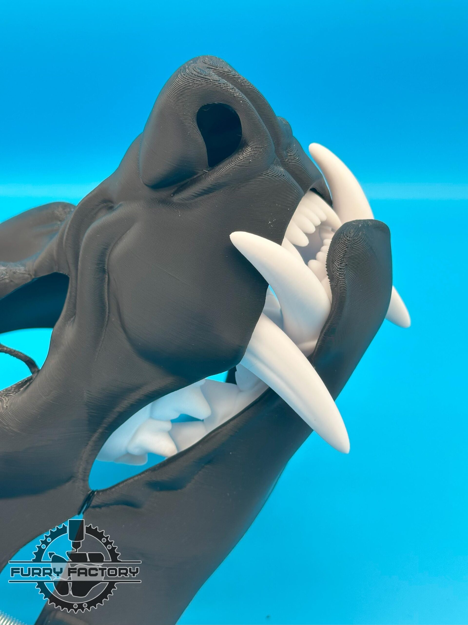 Snarl Hyena Fursuit Head Base with Teeth set and Moving Jaw, 3D Printed 6 Snarl Hyena Fursuit Head Base with Teeth set and Moving Jaw, 3D Printed - obrazek 6