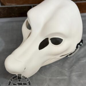 Canine Fursuit Head Base with Articulated Jaw - Pre-Cut, Hinged, Semi-Realistic, 3D Printed