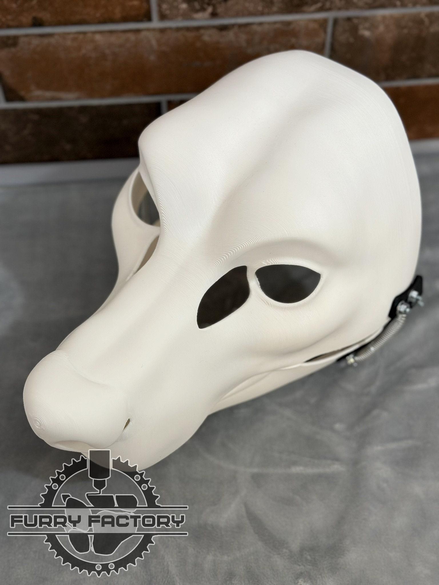 Canine Fursuit Head Base with Articulated Jaw - Pre-Cut, Hinged, Semi-Realistic, 3D Printed 1 Canine Fursuit Head Base with Articulated Jaw - Pre-Cut, Hinged, Semi-Realistic, 3D Printed